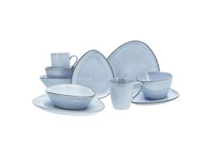 4045486166358 - Kombiservice CREATABLE Cloudy Geschirr-Sets Gr 10 tlg blau (jeansblue) Geschirr-Sets für 1 und 2 Personen Service organische unregelmäßige Form 10 Teile