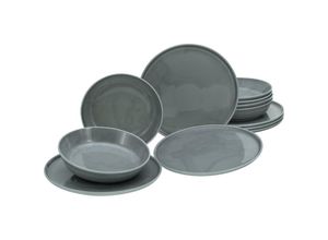 4045486167355 - Tafelservice CREATABLE Teller Set Geschirr-Set Chef Collection Geschirr-Sets Gr 12 tlg grau Tafelservice Suppenteller Speiseteller nordisches Design 12 Teile für 6 Personen