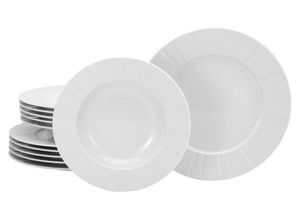 4045486176081 - Tafelservice CREATABLE Barcelona Geschirr-Sets Gr 12 tlg weiß Tafelservice klassischer Manufakturstil