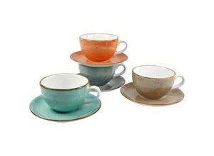 4045486177262 - Cappuccinotasse CREATABLE Kaffeetasse VINTAGE NATURE Trinkgefäße Gr 8 tlg bunt (terra steingrau blau schlamm) Cappuccinotassen Tassen Set 4 Tassen Untertassen