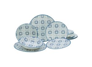 4045486178498 - Teller-Set CREATABLE Yara Geschirr-Sets Gr 12 tlg blau Teller-Set orientalisch mediterraner Stil