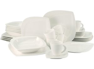 4045486185328 - Kombiservice CREATABLE Geschirr-Set Melbourne Geschirr-Sets Gr 30 tlg beige (naturweiß) Geschirr-Sets für 6 Personen Service elegante Blattform 30 Teile