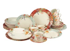 4045486194283 - Kombiservice CREATABLE Geschirr-Set Crimson Geschirr-Sets Gr 30 tlg bunt Service frische Farben Rosendekor 30 Teile für 6 Personen