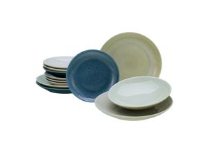 4045486197895 - Tafelservice CREATABLE Geschirr-Set Reactive Geschirr-Sets Gr 12 tlg blau Tafelservice Service nostalgische Spezialglasur 12 Teile für 4 Personen