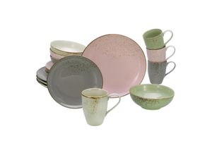 4045486202988 - Kombiservice CREATABLE Geschirr-Set NATURE COLLECTION Vintage Garden Geschirr-Sets Gr 16 tlg bunt (rosa hellbeige hellgrün hellgrau) Geschirr-Sets für 4 Personen Service 16 Teile