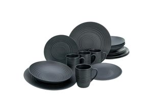 4045486205385 - Kombiservice CREATABLE Geschirr-Set Lava Stone Geschirr-Sets Gr 16 tlg schwarz Geschirr-Sets für 4 Personen Service schwarz erhabenenes Relief 16 Teile