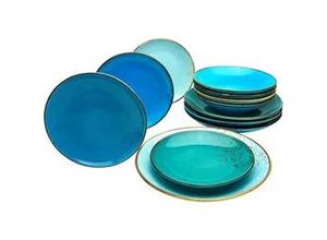 4045486209666 - Tafelservice CREATABLE Geschirr-Set NATURE COLLECTION Aqua Geschirr-Sets Gr 12 tlg blau Tafelservice Service 12 Teile für 4 Personen