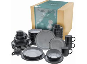 4045486215193 - Kombiservice CREATABLE Nordic Fjord Geschirr-Sets Gr 30 tlg grau je 6 Speiseteller Suppenteller Dessertteller Schalen Kaffeebecher