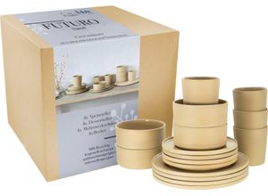 4045486215254 - Kombiservice CREATABLE Futuro Geschirr-Sets Gr 16 tlg beige (sand) Geschirr-Sets für 4 Personen Service je Speiseteller Dessertteller Schalen Kaffeebecher