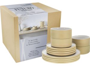 4045486215315 - Tafelservice CREATABLE Futuro Geschirr-Sets Gr 12 tlg beige (sand weiß) Tafelservice Service je 4 Speiseteller 26 cm Dessertteller 20 Schalen 14 cm