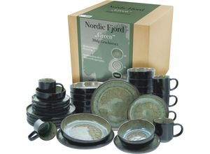 4045486215551 - Kombiservice CREATABLE Nordic Fjord Geschirr-Sets Gr 30 tlg grün Geschirr-Sets für 6 Personen je Speiseteller Suppenteller Dessertteller Schalen Kaffeebecher