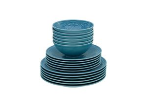 4045486216244 - Teller-Set CREATABLE Orient Mandala Geschirr-Sets Gr 18 tlg blau Teller-Set Speiseteller Dessertteller und Schalen im Set