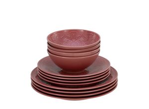 4045486216299 - Teller-Set CREATABLE Orient Mandala Geschirr-Sets Gr 12 tlg rot Teller-Set Speiseteller Dessertteller und Schalen im Set