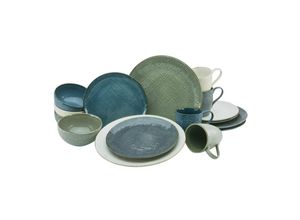 4045486222382 - Kombiservice CREATABLE Geschirr-Set Canvas Geschirr-Sets Gr 16 tlg blau (blau taupe grau beige) Geschirr-Sets für 4 Personen Service Leinenstruktur nordische Farben 16 Teile