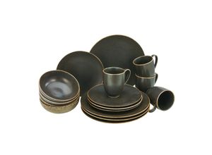 4045486224072 - Kombiservice CREATABLE Geschirr-Set Rusty Geschirr-Sets Gr 16 tlg braun (braun goldfarben) Geschirr-Sets für 4 Personen Service seidenmatte Glasur 16 Teile