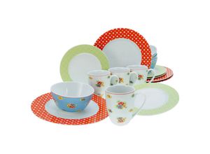 4045486225086 - Kombiservice CREATABLE Geschirr-Set Emily Geschirr-Sets Gr 16 tlg bunt Geschirr-Sets für 4 Personen Service romantisches Blumendekor 16 Teile