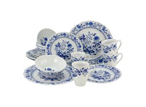 4045486225451 - Kombiservice CREATABLE Geschirr-Set Flora Geschirr-Sets Gr 16 tlg blau (blau weiß) Geschirr-Sets für 4 Personen Service nostalgischer Manufakturstil 16 Teile