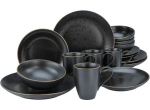 4045486226991 - Kombiservice CREATABLE Geschirr-Set Industrial Geschirr-Sets Gr 16 tlg goldfarben (schwarz goldfarben) Geschirr-Sets für 4 Personen Service schwarze Goldrand 16 Teile