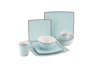 4045486227035 - Kombiservice CREATABLE Geschirr-Set New Elegance Vintage Nature Geschirr-Sets Gr 8 tlg blau (aquablau) Geschirr-Sets für 1 und 2 Personen Service elegante Form Made in Europe 8 Teile