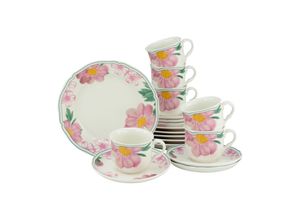 4045486227547 - Kaffeeservice CREATABLE Geschirr-Set Rose Geschirr-Sets Gr 18 tlg bunt (bunt naturweiß) Geschirr-Sets für 6 Personen Service Premium-Porzellan Made in Europe 18 Teile