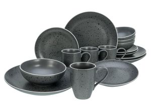 4045486228070 - Kombiservice CREATABLE Geschirr-Set Industrial Chic Geschirr-Sets Gr 16 tlg grau (anthrazit) Geschirr-Sets für 4 Personen Service seidenmatte Sprenkelglasur 16 Teile