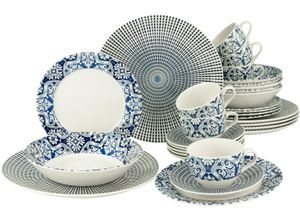 4045486228582 - Kombiservice CREATABLE Geschirr-Set Marrakesch 2 Geschirr-Sets Gr 30 tlg blau (blau weiß) Geschirr-Sets für 6 Personen Service orientalisches Dekor 30 Teile