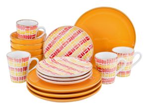 4045486228933 - Kombiservice CREATABLE Geschirr-Set Marbella Geschirr-Sets Gr 16 tlg bunt (rot orange gelb) Geschirr-Sets für 4 Personen Service südländisches Dekor Made in Europe 16 Teile