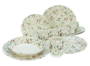 4045486229060 - Kombiservice CREATABLE Geschirr-Set Rose Garden Geschirr-Sets Gr 16 tlg beige Geschirr-Sets für 4 Personen Service Rosenmotiv Vintage-Stil 16 Teile