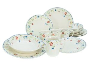 4045486229107 - Kombiservice CREATABLE Geschirr-Set Frida Geschirr-Sets Gr 16 tlg beige Geschirr-Sets für 4 Personen Service zarte Blüten feine Dekoration 16 Teile