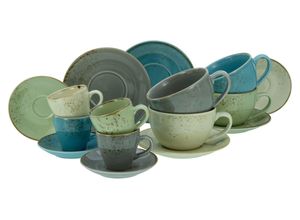 4045486234149 - Tasse CREATABLE Tassen Set NATURE COLLECTION Trinkgefäße Gr 16 tlg bunt CreaTable Bistrotassen 4 Cappuccinotassen Espressotassen je mit Untertassen