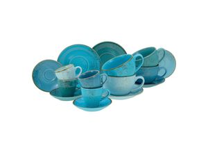 4045486234156 - Tasse CREATABLE Tassen Set NATURE COLLECTION Aqua Trinkgefäße Gr 16 tlg blau CreaTable Bistrotassen 4 Cappuccinotassen Espressotassen je mit Untertassen