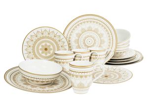 4045486235962 - Kombiservice CREATABLE Mandala Gold Geschirr-Sets Gr 16 tlg goldfarben (weiß goldfarben) Geschirr-Sets für 4 Personen Service goldene orientalische Motive 16 Teile