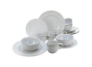 4045486236693 - Kombiservice CREATABLE Geschirr-Set Antique Geschirr-Sets Gr 16 tlg weiß Geschirr-Sets für 4 Personen Service weiß Trendfarbe Offwhite 16 Teile