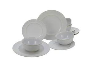 4045486236709 - Teller-Set CREATABLE Geschirr-Set Antique Geschirr-Sets Gr 12 tlg weiß Teller-Set Service weiß Trendfarbe Offwhite 12 Teile für 4 Personen