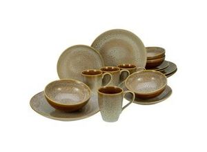 4045486236730 - Kombiservice CREATABLE Reactive Nostalgic Geschirr-Sets Gr 16 tlg braun (cognac) Geschirr-Sets für 4 Personen Service Jedes Stück ist ein Unikat 16 Teile