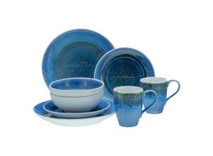 4045486258626 - Kombiservice CREATABLE Caldera Geschirr-Sets Gr 8 tlg blau Geschirr-Sets für 1 und 2 Personen irisierende Glasur