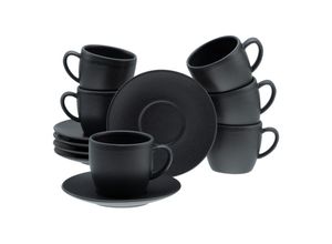 4045486330438 - Cappuccinotasse CREATABLE Soft Touch Black Trinkgefäße Gr 240 ml 12 tlg schwarz Cappuccinotassen 12-teiliges Set mit Untertasse