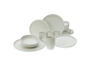 4045486330667 - Kombiservice CREATABLE Uno Geschirr-Sets Gr 16 tlg weiß (offwhite) Geschirr-Sets für 4 Personen seidenmatte Oberfläche jedes Stück ein Unikat