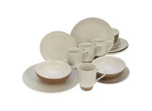 4045486330711 - Kombiservice CREATABLE Geschirr-Set Sand Dunes Geschirr-Sets Gr 16 tlg beige Geschirr-Sets für 4 Personen Service handwerklicher Töpfercharakter 16 Teile