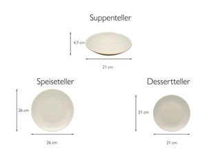 4045486330728 - Teller-Set CREATABLE Geschirr-Set Sand Dunes Geschirr-Sets Gr 12 tlg beige Teller-Set Service handwerklicher Töpfercharakter 12 Teile für 4 Personen