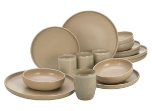 4045486330759 - Kombiservice CREATABLE Uno Geschirr-Sets Gr 16 tlg beige (sand) Geschirr-Sets für 4 Personen seidenmatte Oberfläche jedes Stück ein Unikat