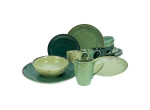 4045486333217 - Kombiservice CREATABLE Geschirr-Set NATURE COLLECTION Geschirr-Sets Gr 16 tlg grün Geschirr-Sets für 4 Personen Service Handwerklicher Look 16 Teile