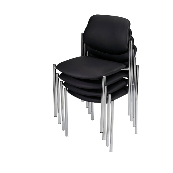 4045513001546 - Besucherstuhl Styl schwarz   chrom ohne Armlehnen 4-Fuß-Gestell 4045513001546 4 Stück