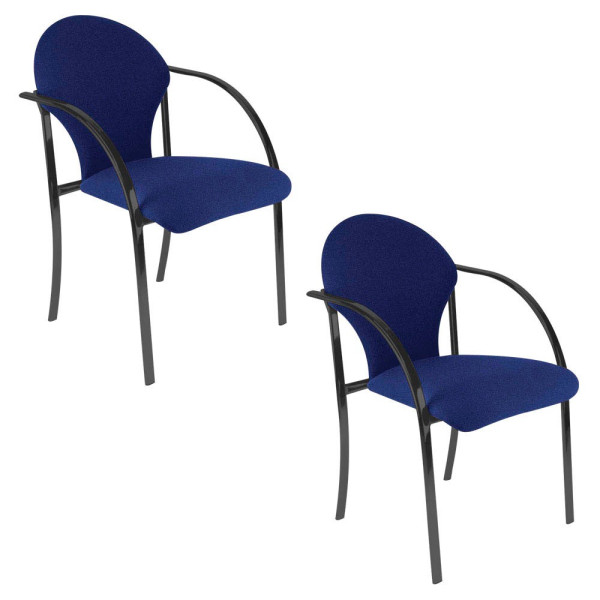4045513001850 - Besucherstuhl VISA BLACK blau   schwarz mit Armlehnen 4-Fuß-Gestell 4045513001850 2 Stück