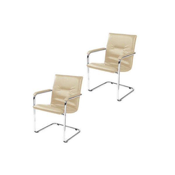4045513003014 - Besucherstuhl Rumba beige   chrom mit Armlehnen Freischwinger 4045513003014 2 Stück