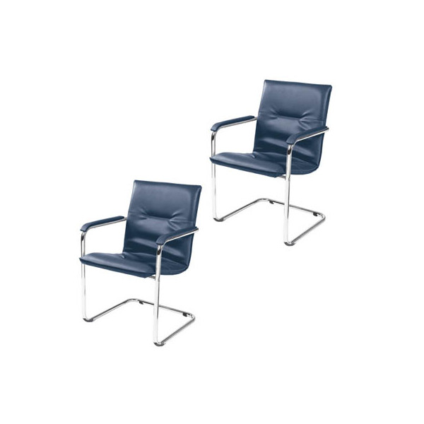 4045513003021 - Besucherstuhl Rumba blau   chrom mit Armlehnen Freischwinger 4045513003021 2 Stück