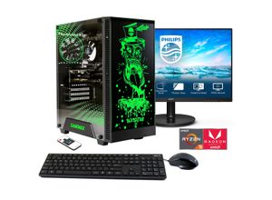 4045643121688 - E (A bis G) HYRICAN Gaming-PC-Komplettsystem Rockstar SET02168 Computer-Komplettsysteme Windows 11 inklusive 24 Monitor Philips 241V8LA Gr Microsoft Windows 11 Home (64 Bit) 16 GB RAM 2000 GB SSD schwarz PC Sets