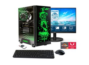 4045643121695 - E (A bis G) HYRICAN PC-Komplettsystem Multimedia Rockstar SET02169 Computer-Komplettsysteme Windows 11 inklusive 27 Monitor Philips 271V8LA Gr Microsoft Windows 11 Home (64 Bit) 16 GB RAM 2000 GB SSD schwarz PC Sets