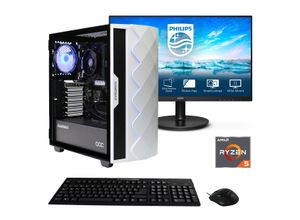 4045643123859 - E (A bis G) HYRICAN Gaming-PC-Komplettsystem Gamemax Diamond WT SET02385 Computer-Komplettsysteme Windows 11 inklusive 27 Monitor Philips 271V8LA Gr Microsoft Windows 11 Home (64 Bit) 8 GB RAM 480 GB SSD weiß PC Sets