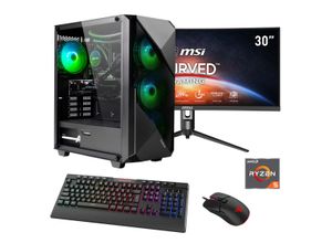 4045643123989 - F (A bis G) HYRICAN Gaming-PC-Komplettsystem Striker SET02398 Computer-Komplettsysteme DDR5 Windows 11 inklusive 30 Curved Monitor MSI Optix MAG301CR2 Gr Microsoft Windows 11 Home (64 Bit) 16 GB RAM 1000 GB SSD schwarz PC Sets